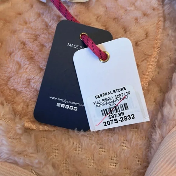 Simply Southern NEW Blush Quilted Sherpa Fleece Pullover - Picture 12 of 14